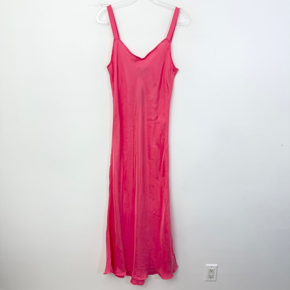 J.Crew Gwyneth V-Neck Slip Maxi Dress Pink Limone Tall Size 6